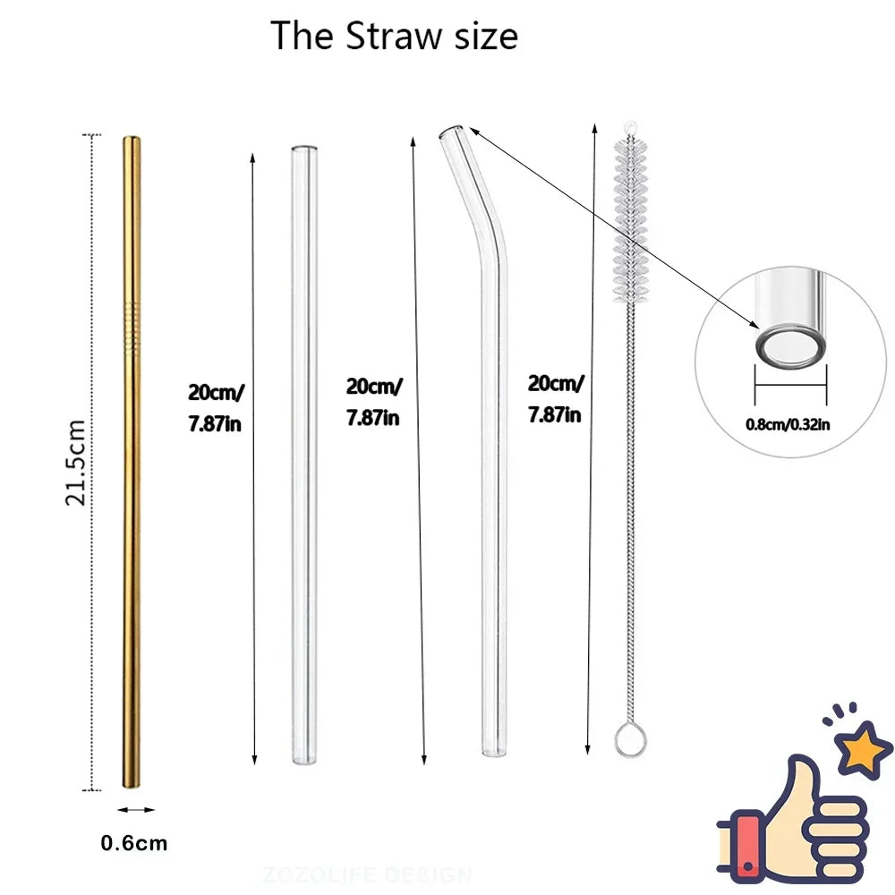 Eco-Friendly Glass Straws Set
