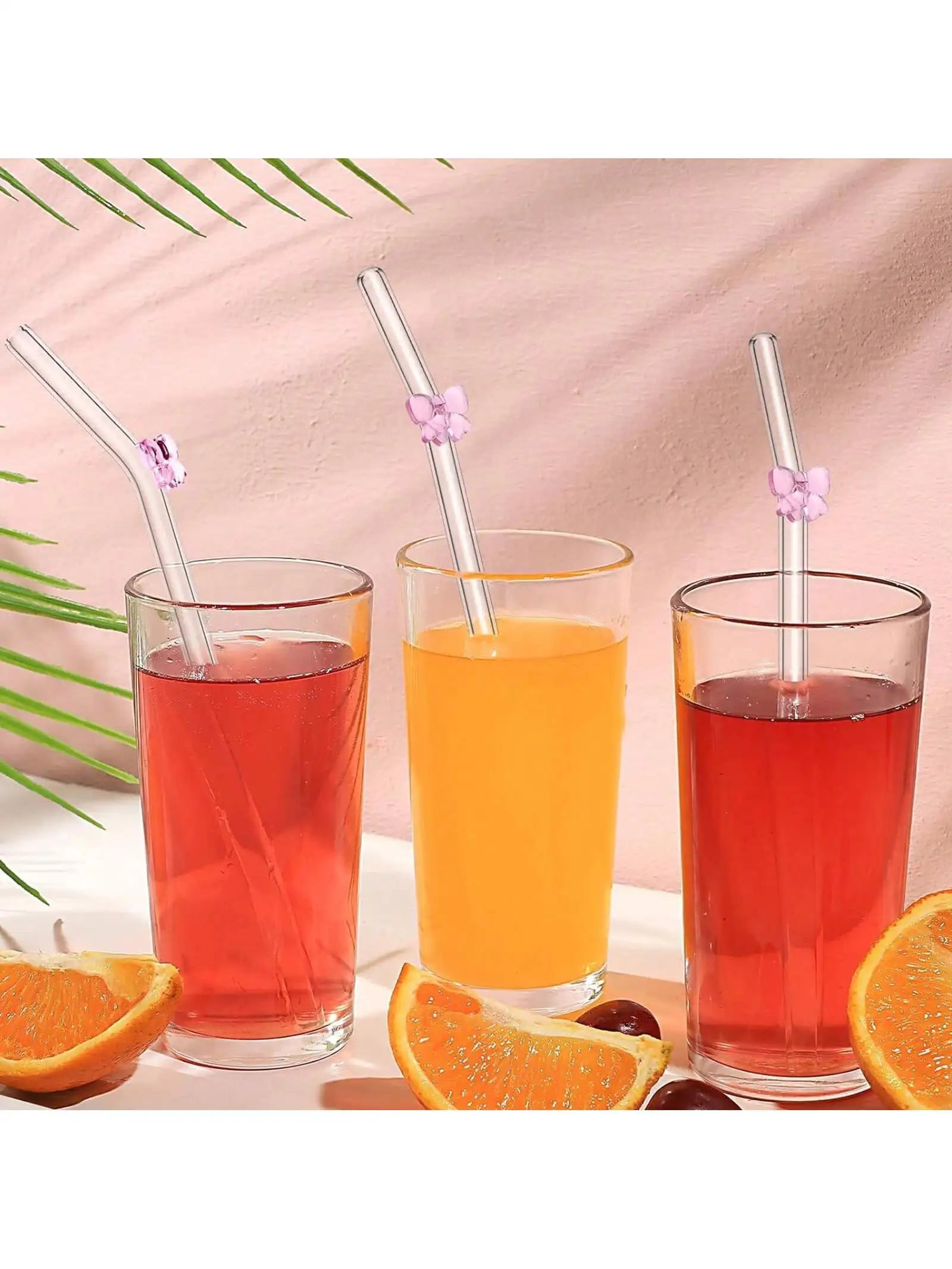 Chic Bow Glass Straws Set