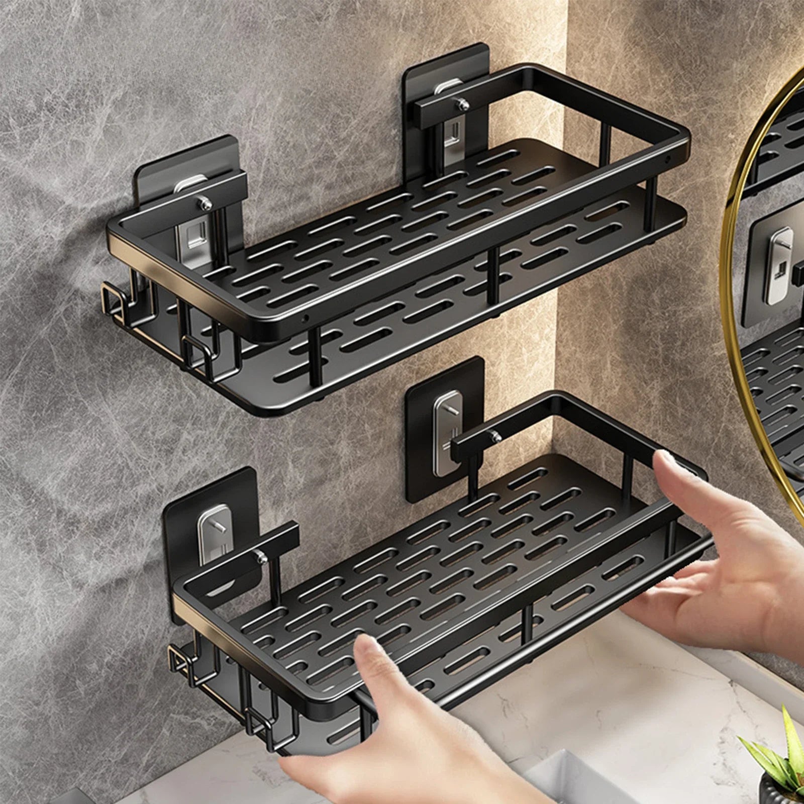 No-Drill Shower Storage Rack