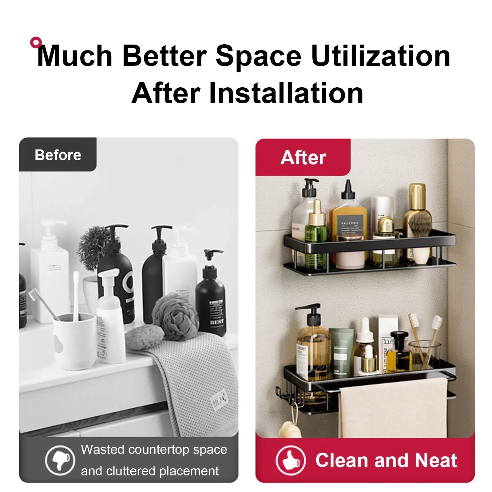No-Drill Shower Storage Rack