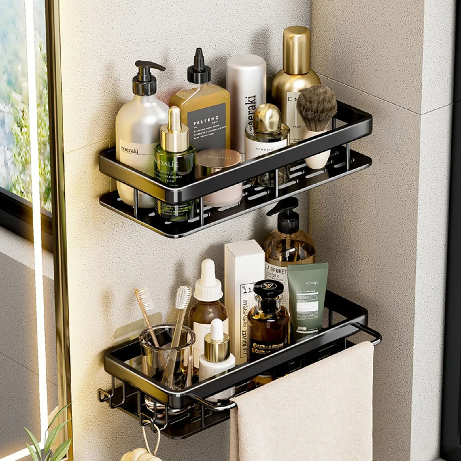 No-Drill Shower Storage Rack